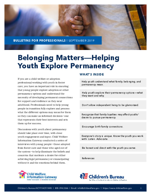 Belonging Matters—Helping Youth Explore Permanency