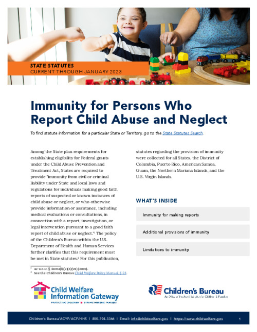 Immunity for Persons Who Report Child Abuse and Neglect