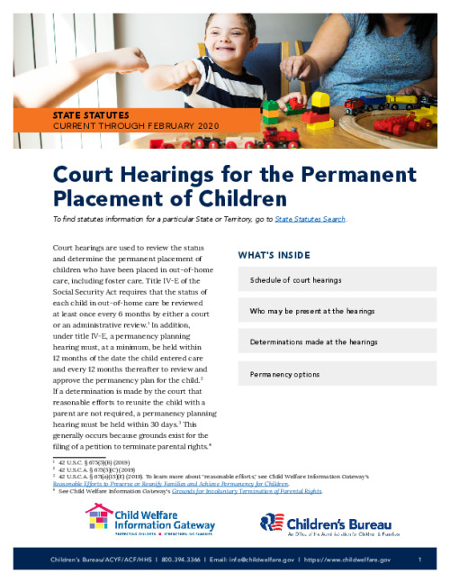Court Hearings for the Permanent Placement of Children