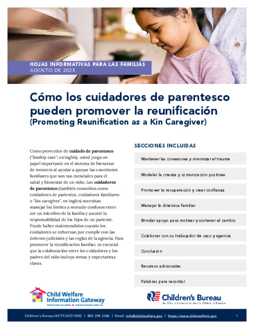   Cómo los cuidadores de parentesco pueden promover la reunificación (Promoting Reunification as a Kin Caregiver)