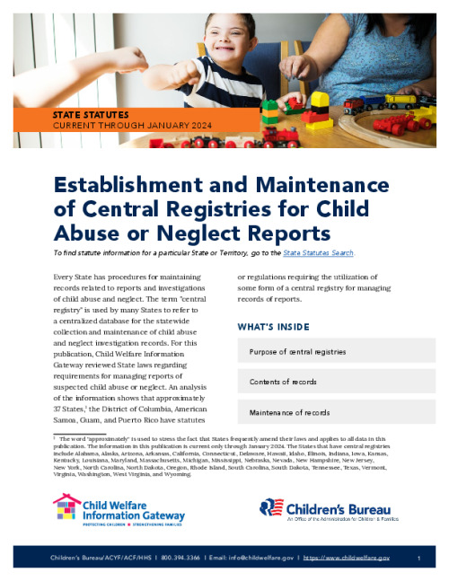 Establishment and Maintenance of Central Registries