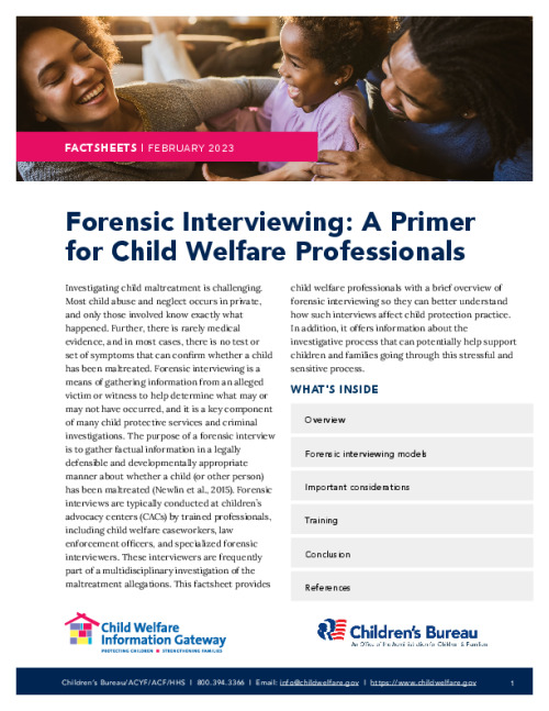 Forensic Interviewing: A Primer for Child Welfare Professionals