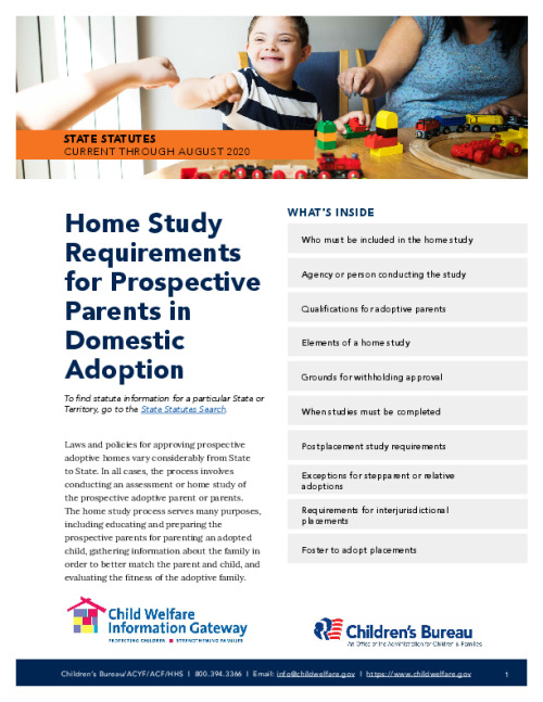 Home Study Requirements for Prospective Parents in Domestic Adoption FY25