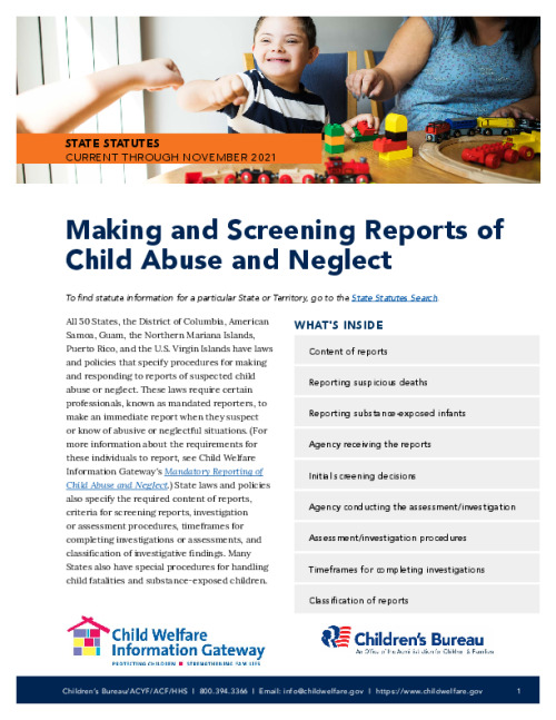 Making and Screening Reports of Child Abuse and Neglect
