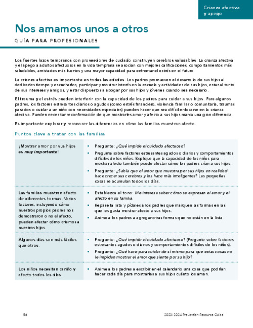 Nos amamos unos a otros: Guía para profesionales