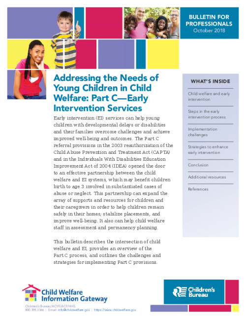 Addressing the Needs of Young Children in Child Welfare: Part C— Early Intervention Services