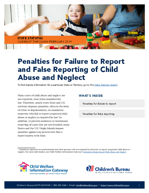 Penalties for Failure to Report and False Reporting of Child Abuse and Neglect FY25