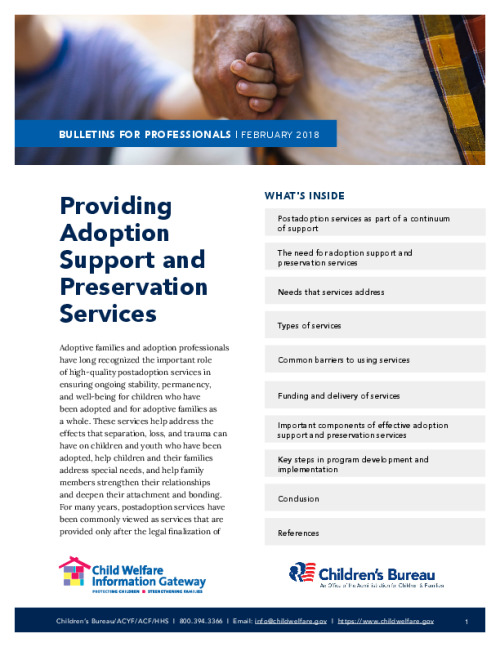 Providing Adoption Support and Preservation Services