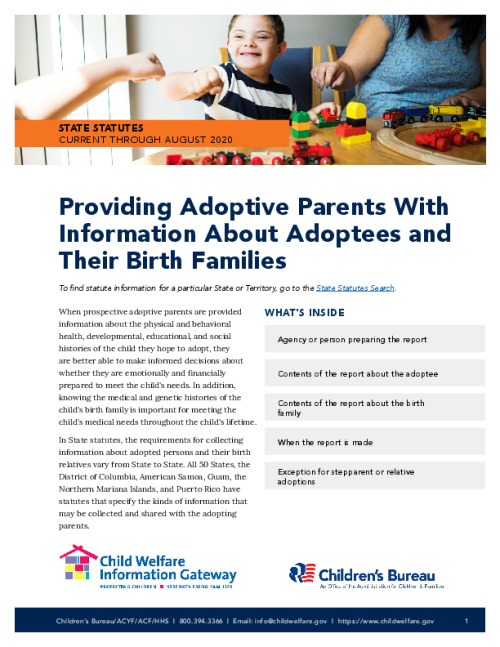 Providing Adoptive Parents With Information About Adoptees and Their Birth Families
