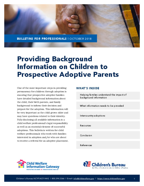 Providing Background Information on Children to Prospective Adoptive Parents