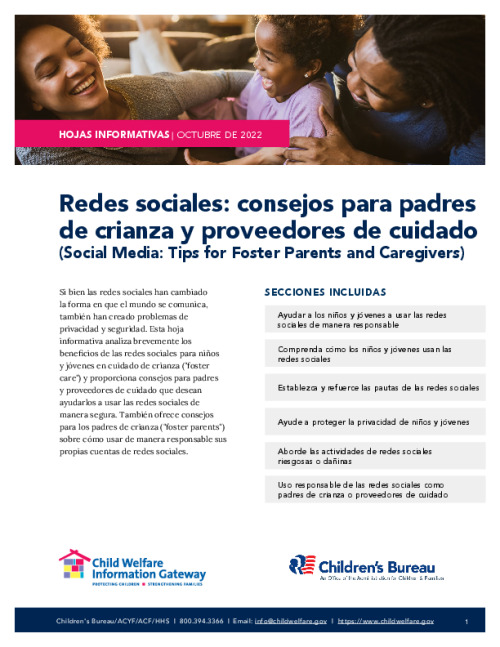 Redes sociales: consejos para padres de crianza y proveedores de cuidado (Social Media: Tips for Foster Parents and Caregivers)
