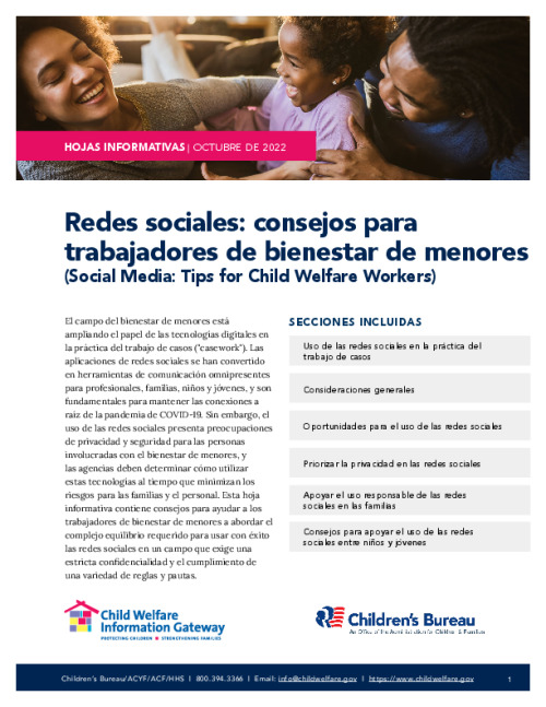 Redes sociales: consejos para trabajadores de bienestar de menores (Social Media: Tips for Child Welfare Workers)