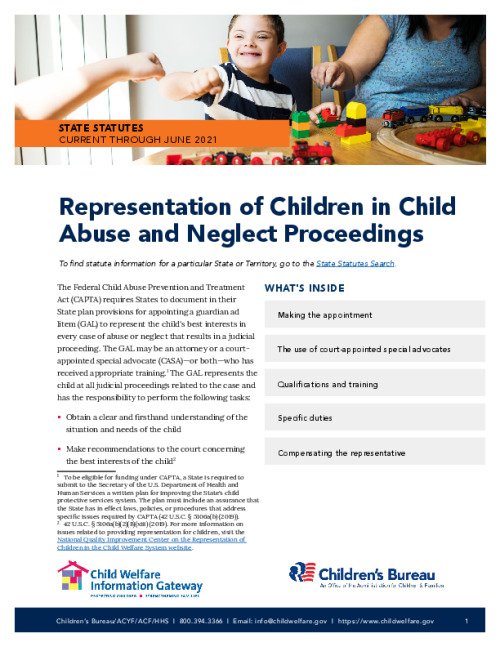 Representation of Children in Child Abuse and Neglect Proceedings