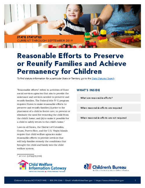 Reasonable Efforts to Preserve or Reunify Families and Achieve Permanency for Children