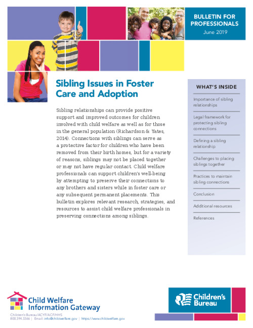 Sibling Issues in Foster Care and Adoption