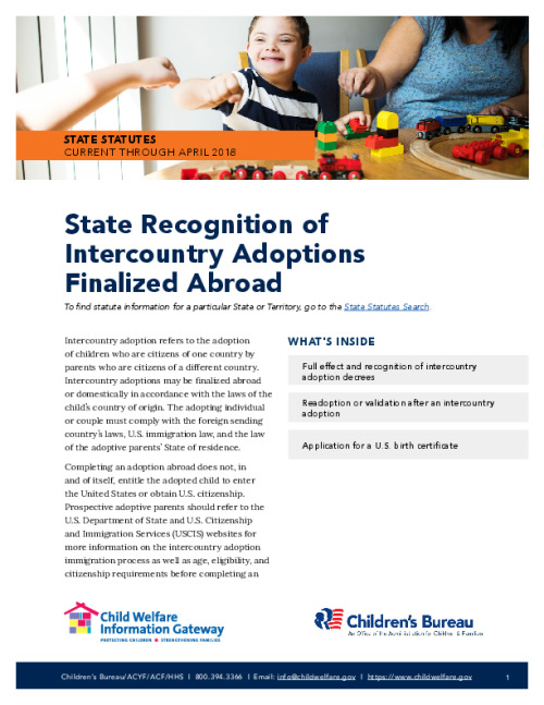 State Recognition of Intercountry Adoptions Finalized Abroad