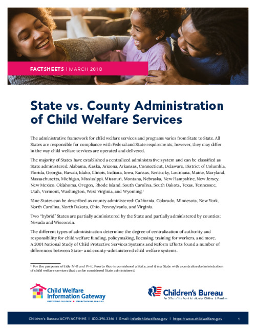 State vs. County Administration of Child Welfare Services