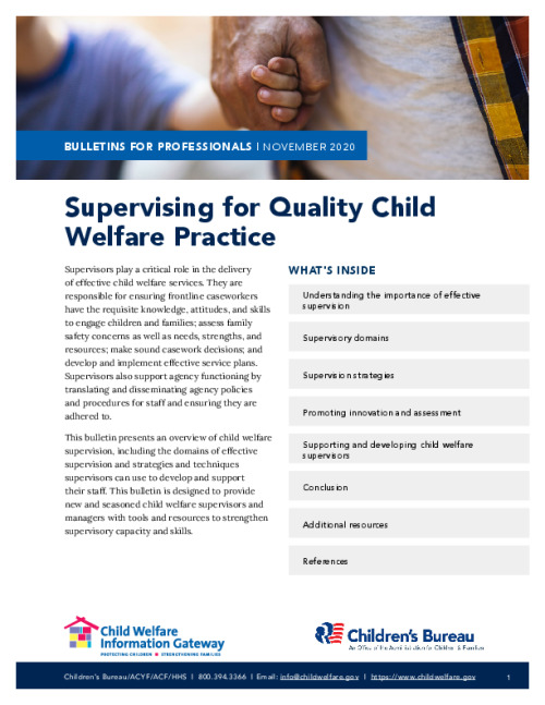 Supervising for Quality Child Welfare Practice
