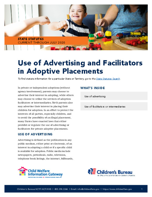 Use of Advertising and Facilitators in Adoptive Placements FY25