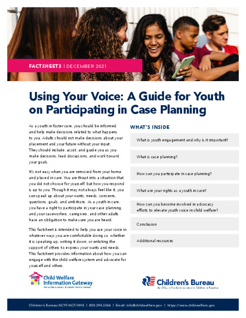 Using Your Voice: A Guide for Youth on Participating in Case Planning