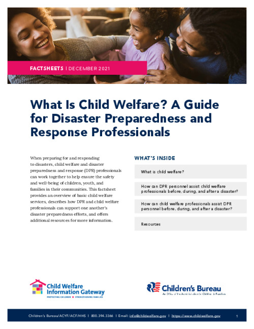 What Is Child Welfare? A Guide for Disaster Preparedness and Response Professionals FY25